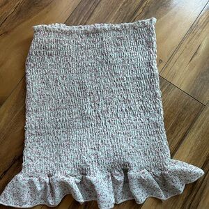 SHEIN White and pink Floral ruffled Mini Skirt